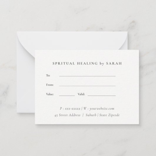 Minimale Eenvoudige scriptGold Heart Cadeaubon Notitiekaartje (Achterkant)