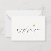 Minimale Eenvoudige scriptGold Heart Cadeaubon Notitiekaartje (Voorkant)