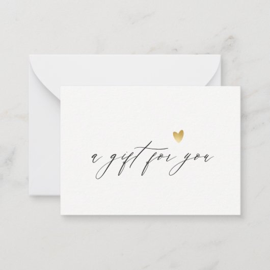 Minimale Eenvoudige scriptGold Heart Cadeaubon Notitiekaartje (Voorkant)