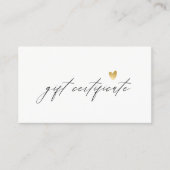 Minimale Eenvoudige scriptGold Heart Cadeaubon Visitekaartje (Voorkant)