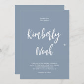 Minimale, eenvoudige, stoffige blauwe bruiloft kaart (Voorkant / Achterkant)