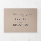 Minimale Eenvoudige Taupe Beige Bold Names Weddens Drieluik Uitnodiging (Cover)
