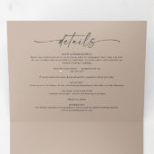 Minimale Eenvoudige Taupe Beige Bold Names Weddens Drieluik Uitnodiging (Binnenzijde eerst)