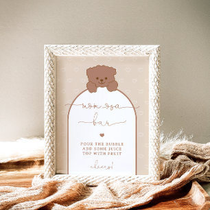 Minimale eenvoudige teddybeer baby shower Mom-osa Poster