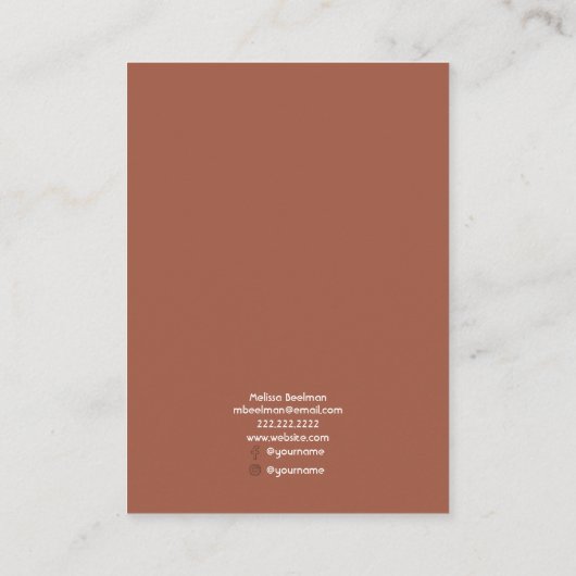 Minimale Eenvoudige Terra Cotta Modern Earring Dis Visitekaartje (Achterkant)