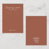 Minimale Eenvoudige Terra Cotta Modern Earring Dis Visitekaartje (Voorkant / Achterkant)