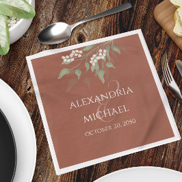 Minimale eenvoudige terracotta-kalligrafie servet