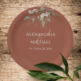 Minimale eenvoudige terracotta Wedding Calligrafie Papieren Bordje