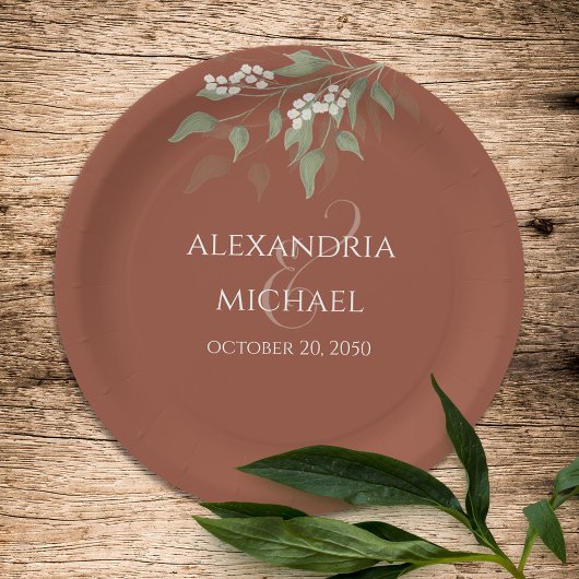 Minimale eenvoudige terracotta Wedding Calligrafie Papieren Bordje