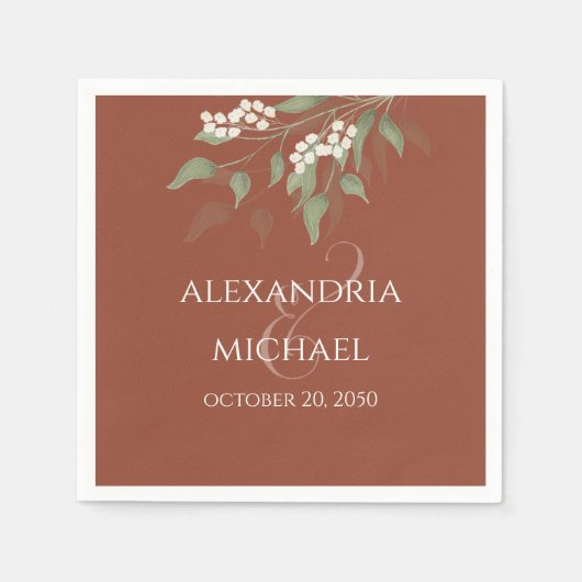 Minimale eenvoudige terracotta Wedding Calligrafie Servet (Voorkant)