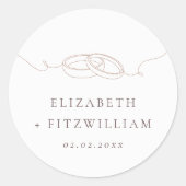 Minimale eenvoudige trouwringen | Blush roze bruil Ronde Sticker (Voorkant)