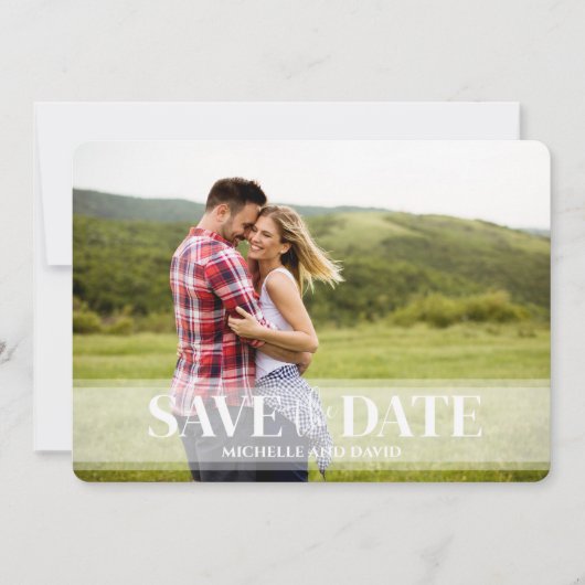 Minimale Eenvoudige Twee Foto | Website QR-code Save The Date (Voorkant)