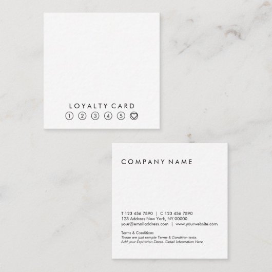 Minimale Eenvoudige Typografie Zwarte & Witte Loya Vierkante Visitekaartje (Voorkant / Achterkant)