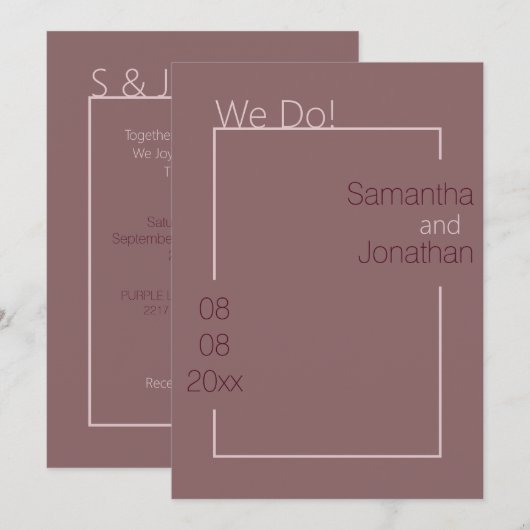 Minimale Eenvoudige Uitnodiging tot het Roos van d (Voorkant / Achterkant)