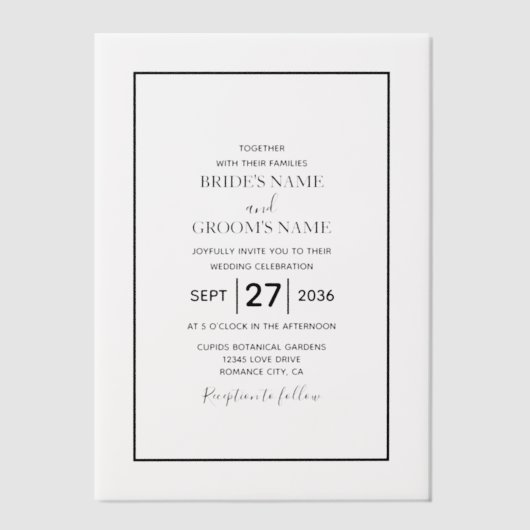 Minimale Eenvoudige uitnodiging voor zwart-witbrui (Voorkant)