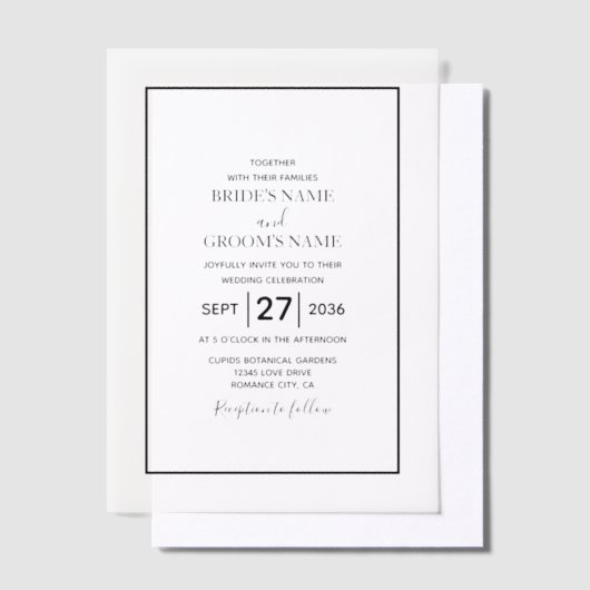 Minimale Eenvoudige uitnodiging voor zwart-witbrui (Offset)