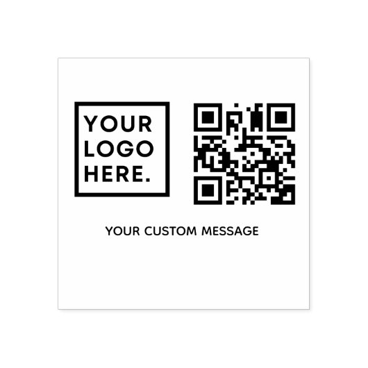 Minimale Eenvoudige Upload Logo QR Code Business Rubberstempel (Afrduk)