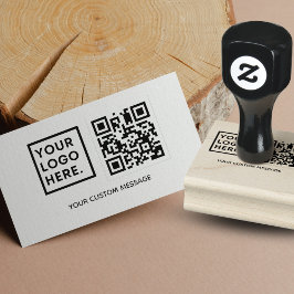 Minimale Eenvoudige Upload Logo QR Code Business Rubberstempel