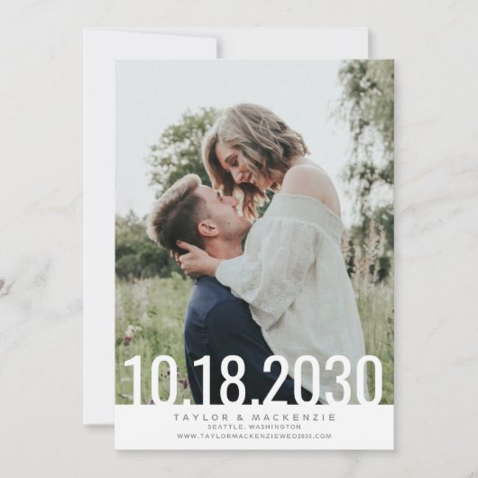 Minimale Eenvoudige Vet Datum Overlay Trouw Save T The Date (Voorkant)
