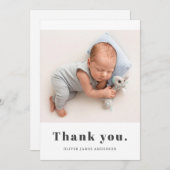 Minimale Eenvoudige Vette Typografie Pasgeboren Ba Bedankkaart (Voorkant / Achterkant)