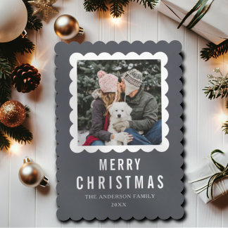 Minimale Eenvoudige Vrolijk Kerst 1 Foto Vakantie Feestdagenkaart