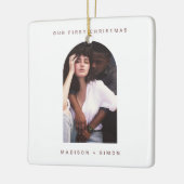 Minimale eenvoudige vrolijke en getrouwde foto keramisch ornament (Links)