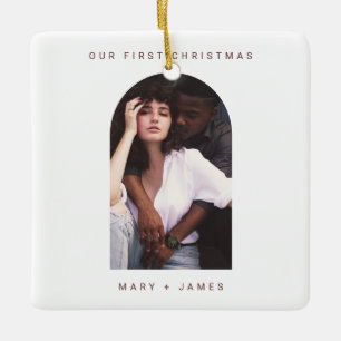 Minimale eenvoudige vrolijke en getrouwde foto keramisch ornament