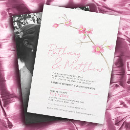 Minimale eenvoudige waterverf bloesem roze kaart