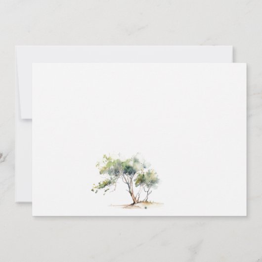 Minimale Eenvoudige Waterverf Botanische Boombruil Bedankkaart (Achterkant)