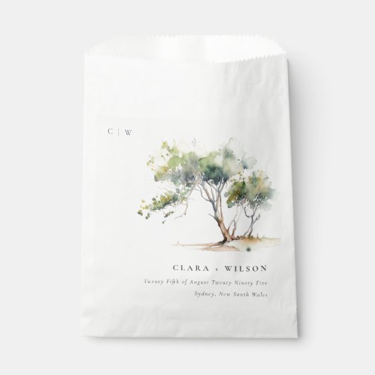 Minimale Eenvoudige Waterverf Botanische Boombruil Bedankzakje (Voorkant)