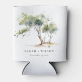 Minimale Eenvoudige Waterverf Botanische Boombruil Blikjeskoeler (Voorkant)