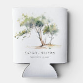 Minimale Eenvoudige Waterverf Botanische Boombruil Blikjeskoeler (Achterkant)