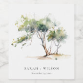 Minimale Eenvoudige Waterverf Botanische Boombruil Wijn Etiket (Enkel label)