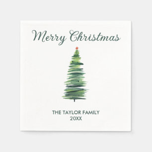 Minimale eenvoudige Waterverf kerstboom papier Servet