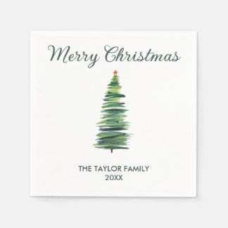 Minimale eenvoudige Waterverf kerstboom papier Servet
