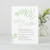 Minimale eenvoudige waterverf laat groen wit kaart (Staand voorkant)