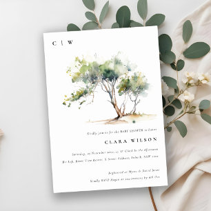 Minimale eenvoudige Waterverf Tree Baby shower Kaart