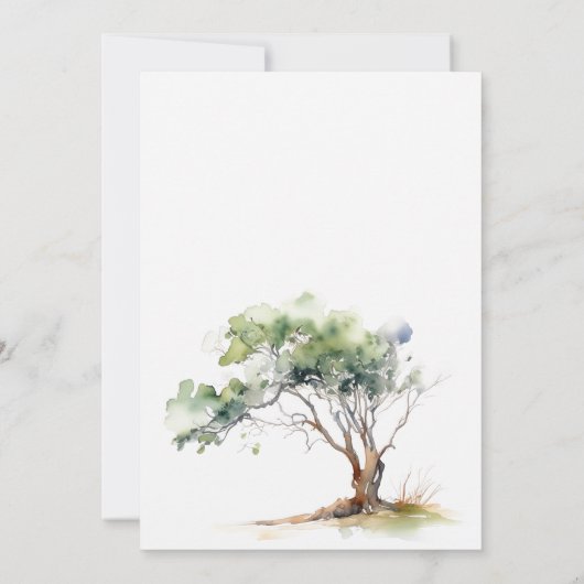 Minimale eenvoudige Waterverf Tree Baby shower Kaart (Achterkant)