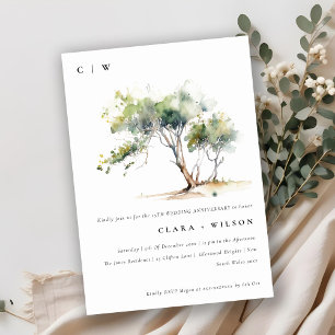Minimale Eenvoudige Waterverf Tree Wedding Jubileu Kaart