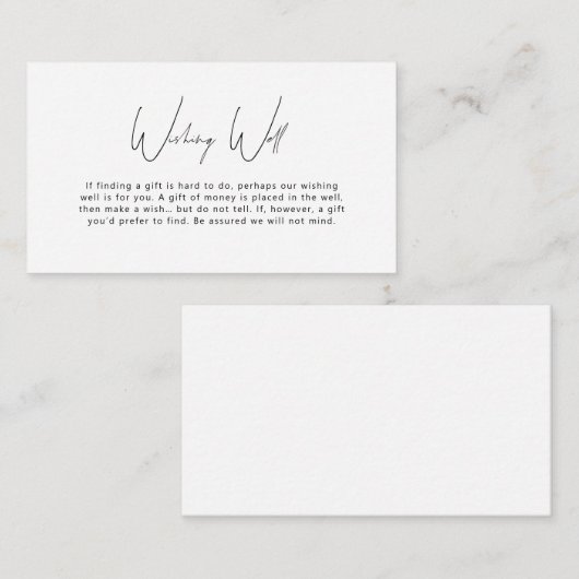 Minimale Eenvoudige Wishing Well Enclosure Card Informatiekaartje (Voorkant / Achterkant)