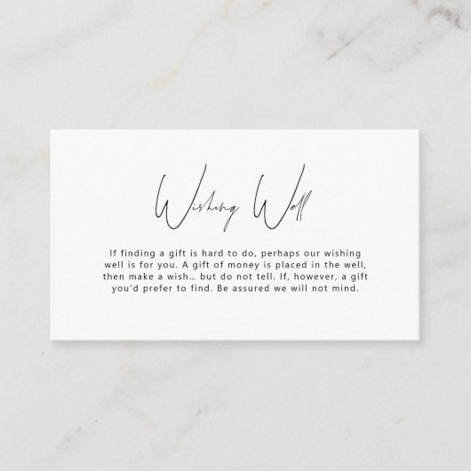 Minimale Eenvoudige Wishing Well Enclosure Card Informatiekaartje (Voorkant)