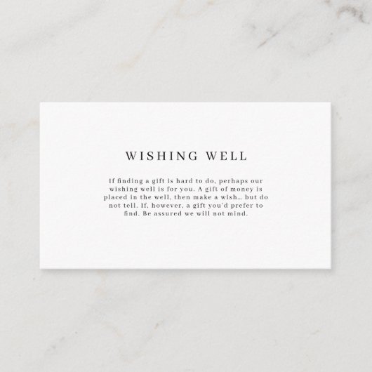 Minimale Eenvoudige Wishing Well Enclosure Card Informatiekaartje (Voorkant)