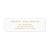 Minimale Eenvoudige Wit en Goud | Kerstadres Etiket (Voorkant)
