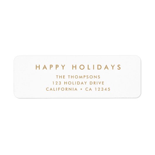 Minimale Eenvoudige Wit en Goud | Kerstadres Etiket (Voorkant)