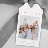 Minimale Eenvoudige Wit | Kerstfamilie Foto Cadeaulabel