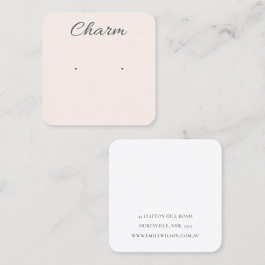 Minimale Eenvoudige Zachte Blush Logo Oorbel Displ Vierkante Visitekaartje (Voorkant / Achterkant)
