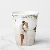 Minimale eenvoudige zandenlijnbruiloft papieren bekers (Achterkant)