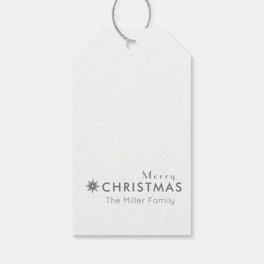 Minimale, eenvoudige, zilverkleurige kerst cadeaulabel (Achterkant)