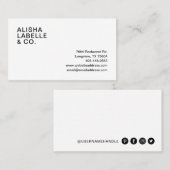 Minimale eenvoudige zwart-wit sociale media visitekaartje (Voorkant / Achterkant)