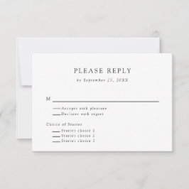 Minimale eenvoudige zwart-witte RSVP-hapjeskeuze RSVP Kaartje